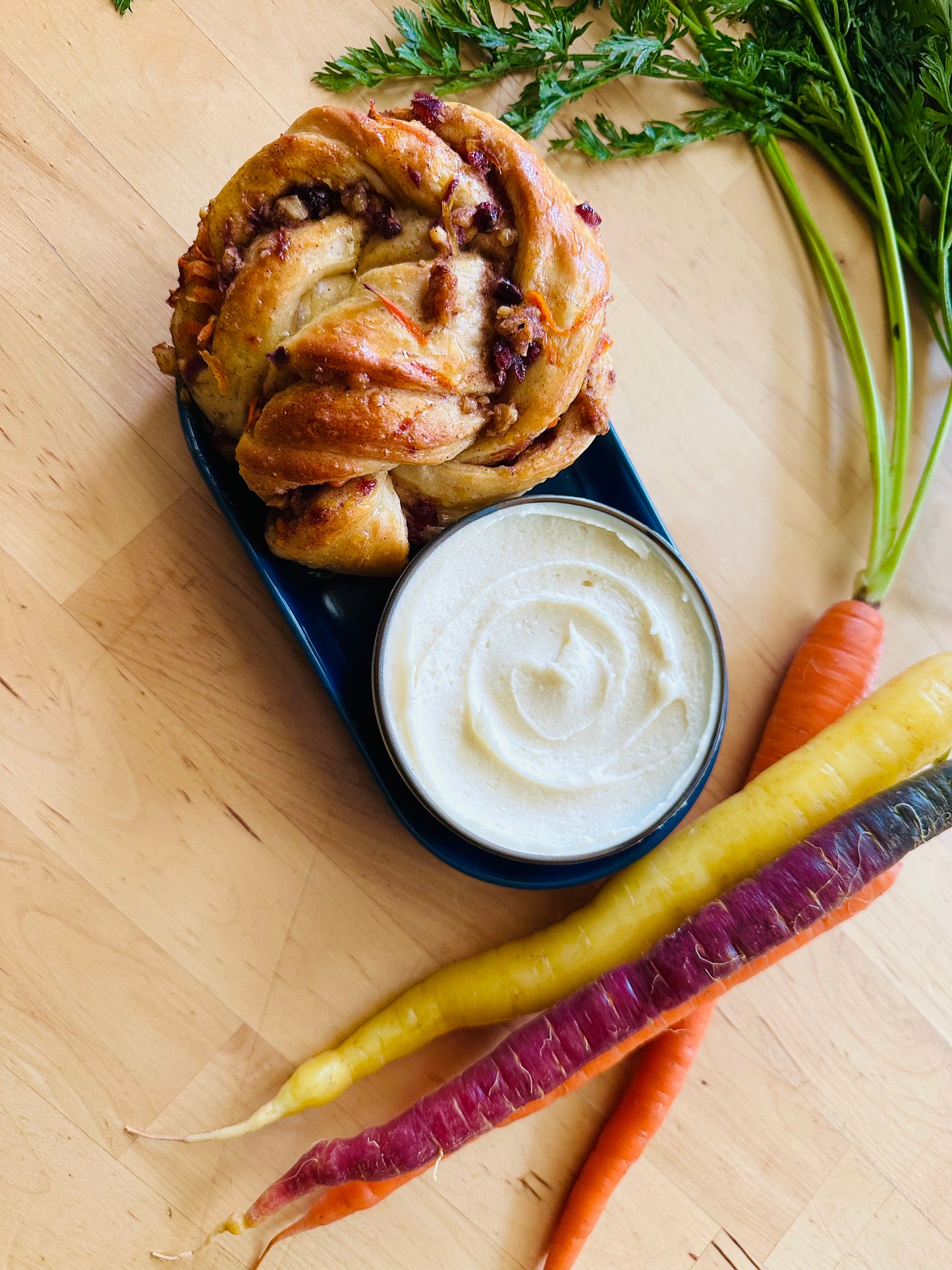 Rainbow Carrot Cake Knots (includes 6 knots per order w/ side of cream cheese frosting)